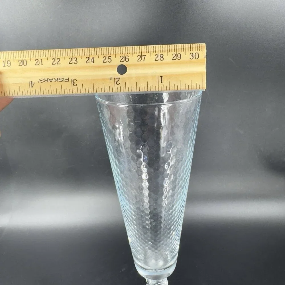 Champagne Flutes Crystal Glasses Honeycomb Pattern Set 2 Drinking‎ Glasses Cups